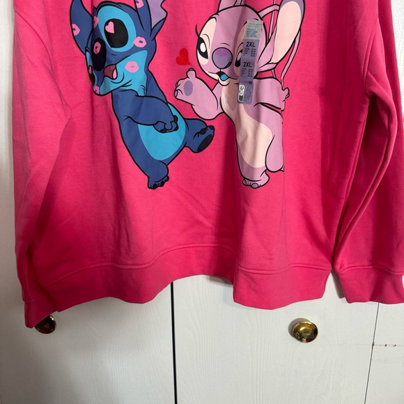 NWT. Disney Primark Stitch & Angel sweatshirt 2XL. Bright pink - Picture 3 of 12